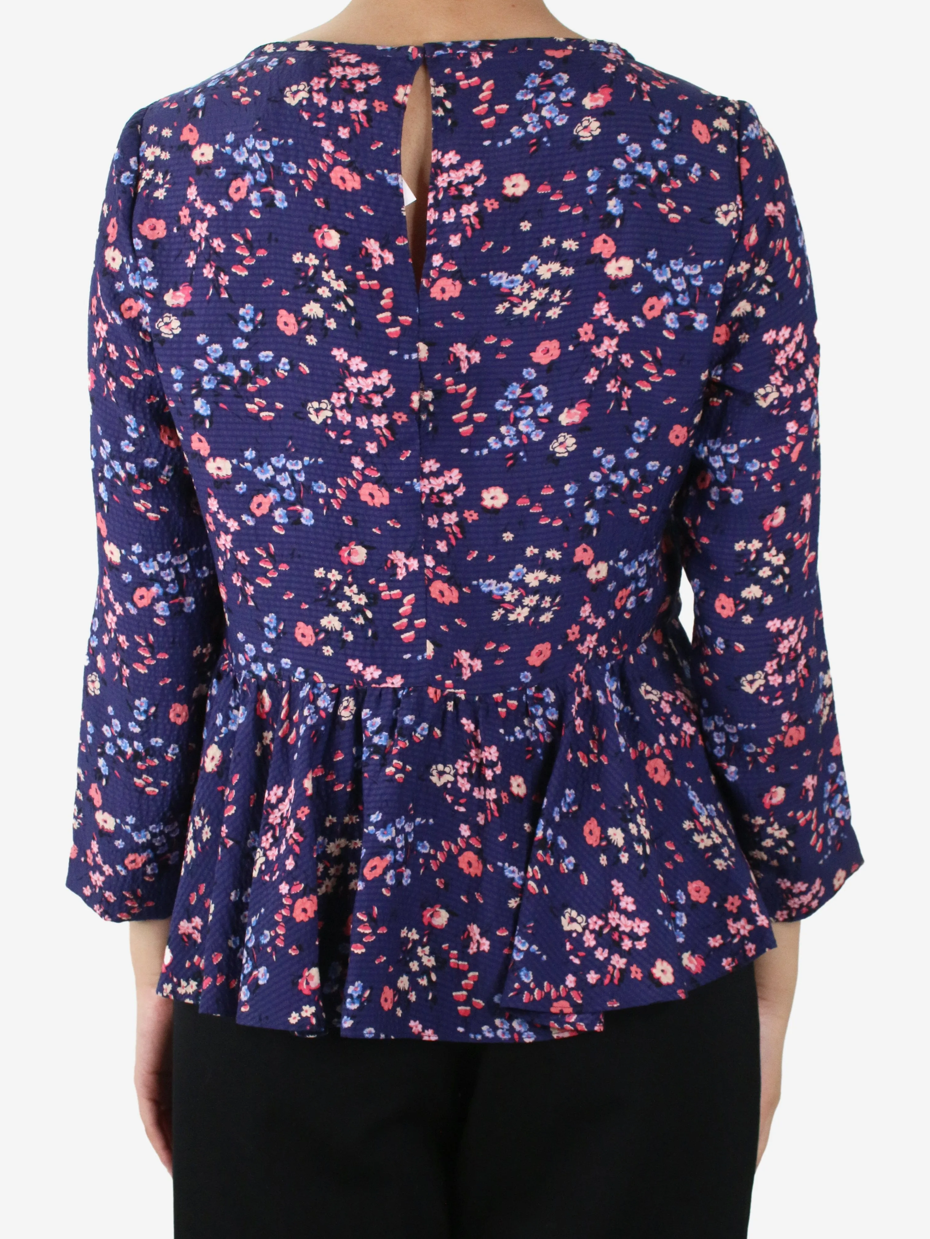 Blue floral peplum blouse - size US 4