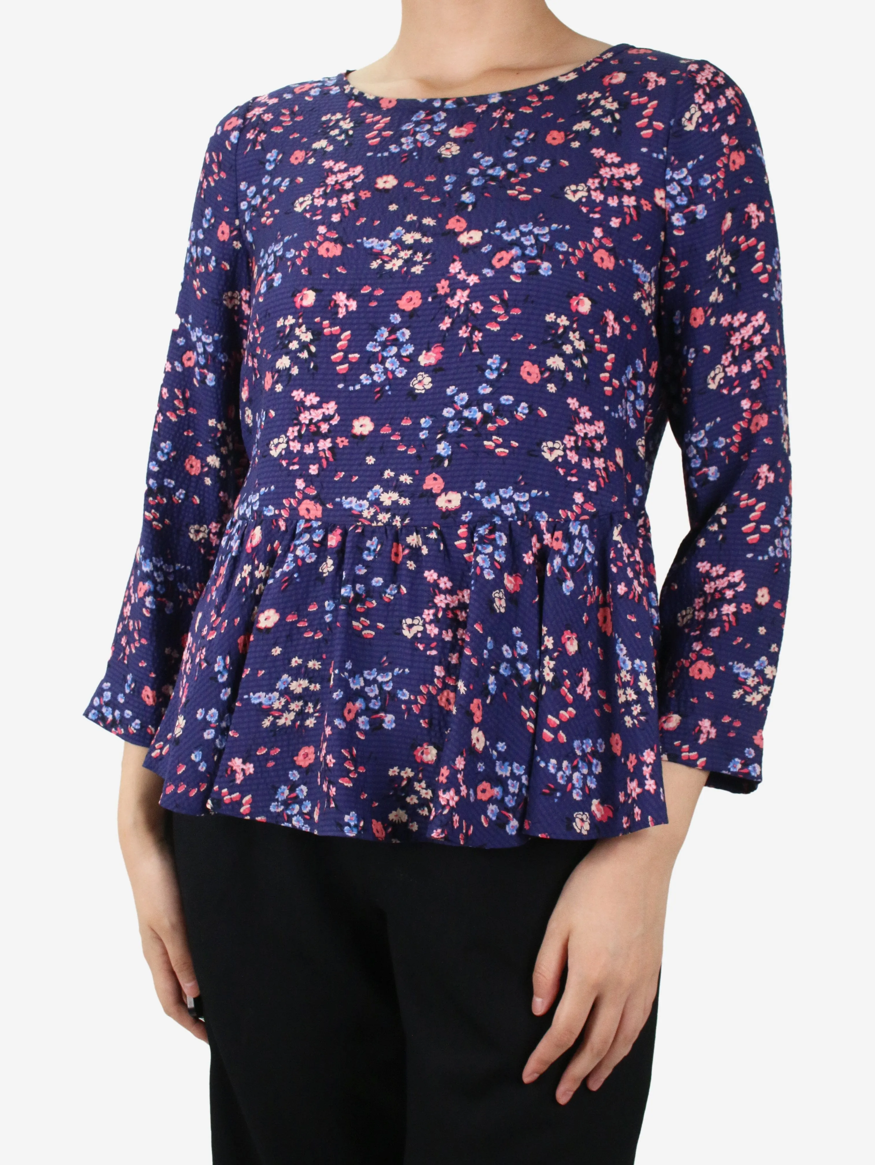 Blue floral peplum blouse - size US 4