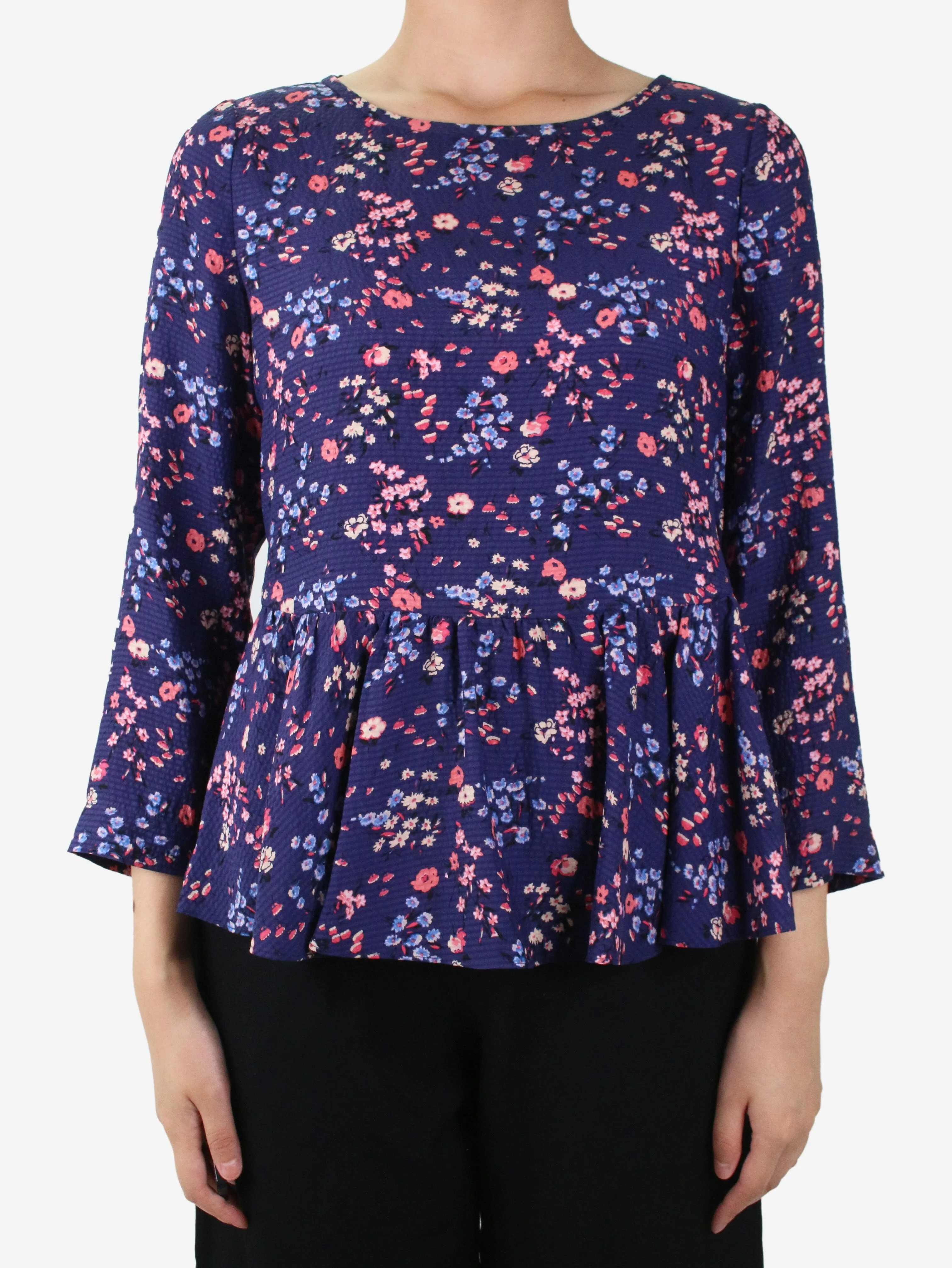 Blue floral peplum blouse - size US 4