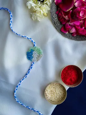 Blue Orchid Embroidered Rakhi