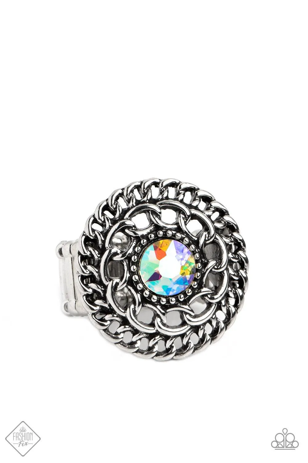 Botanical Backdrop Multi Iridescent Rhinestone Ring - Paparazzi Accessories