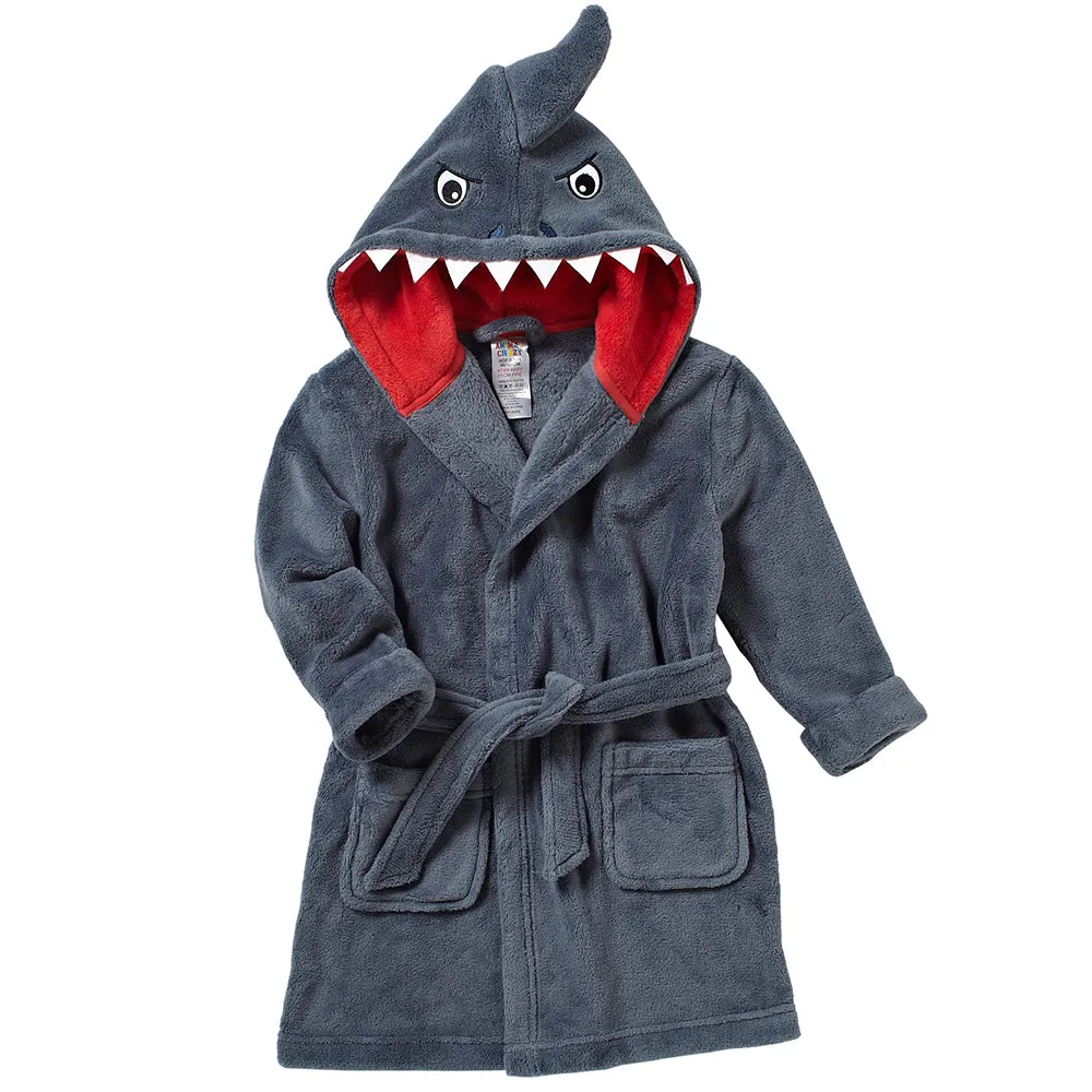 Boys Shark Grey & Red Dressing Gown