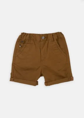 Boys Solid Mustard Smart Shorts