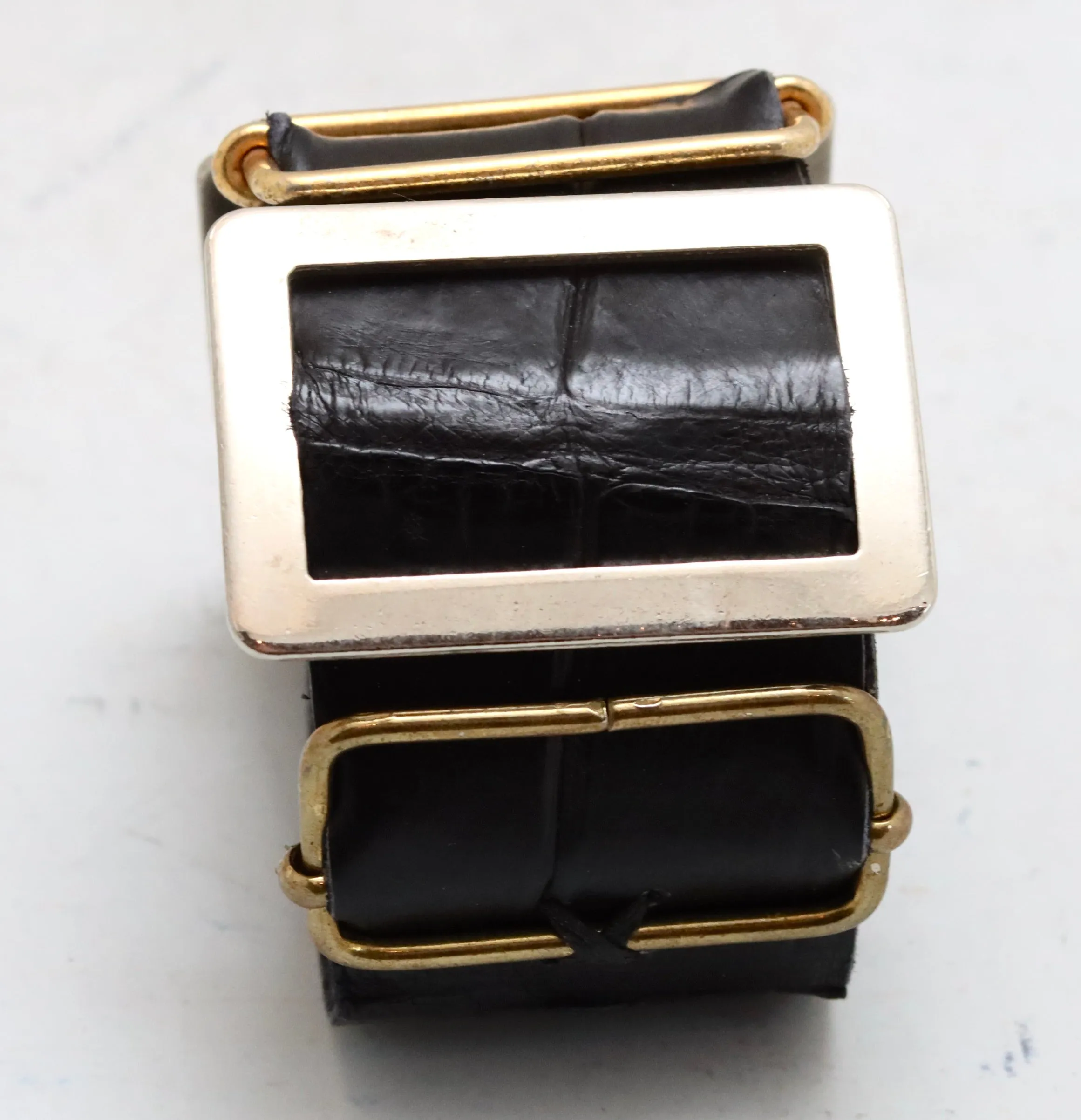 Bracelet | black croc | Belt buckle cuff