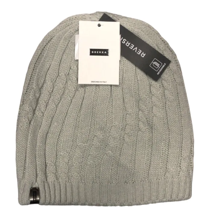 Brekka women's reversible beanie hat BRFK2279 grey. One size