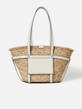 Broadwell Straw Leather Bag | White