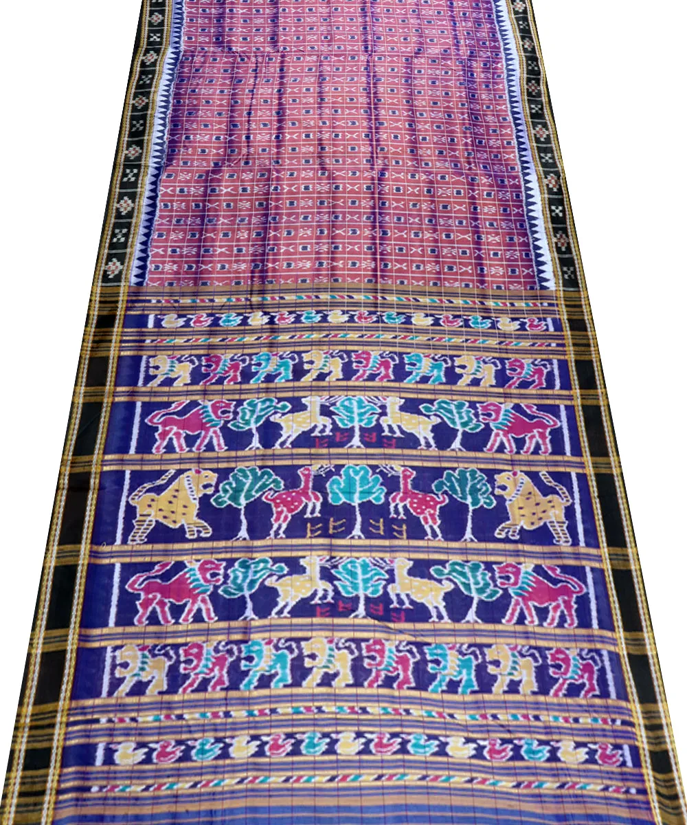 Brown black silk handloom khandua saree