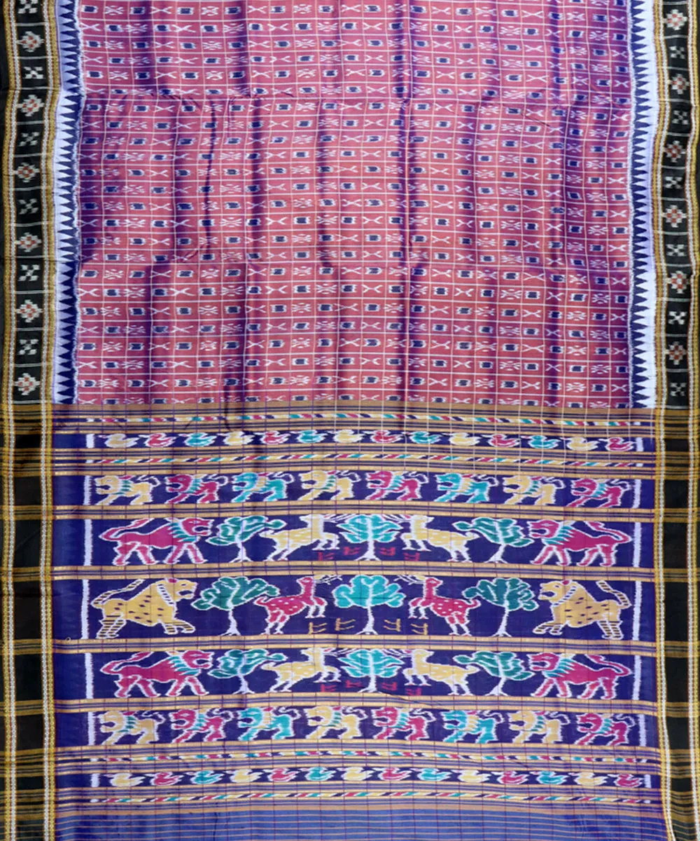 Brown black silk handloom khandua saree