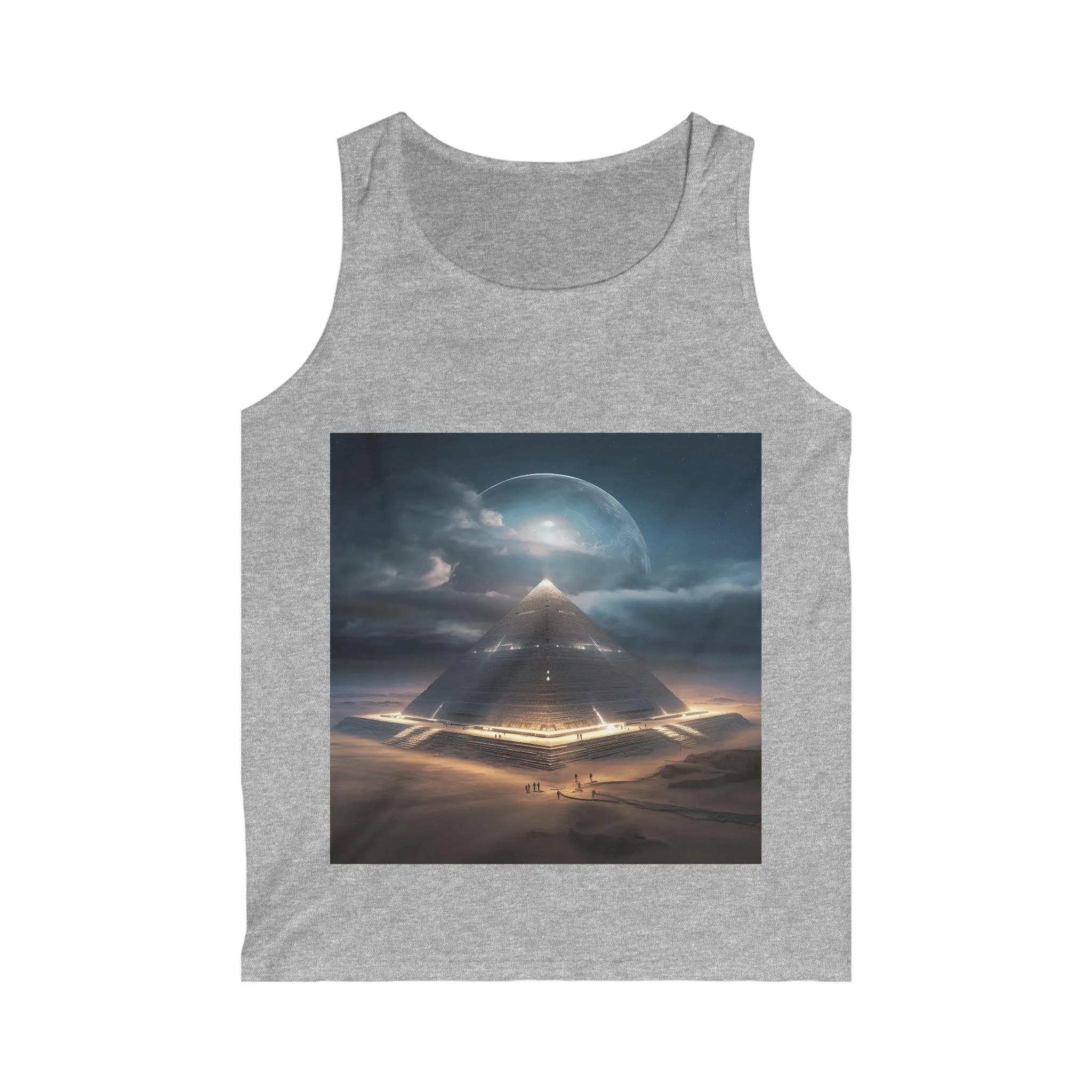 Cameron's Journey to the Eclipse at The Egyptian Pyramids - Visionary Psychedelic Ai Art Men's and Women's Unisex Softstyle Tank Top for Festival and Street Wear