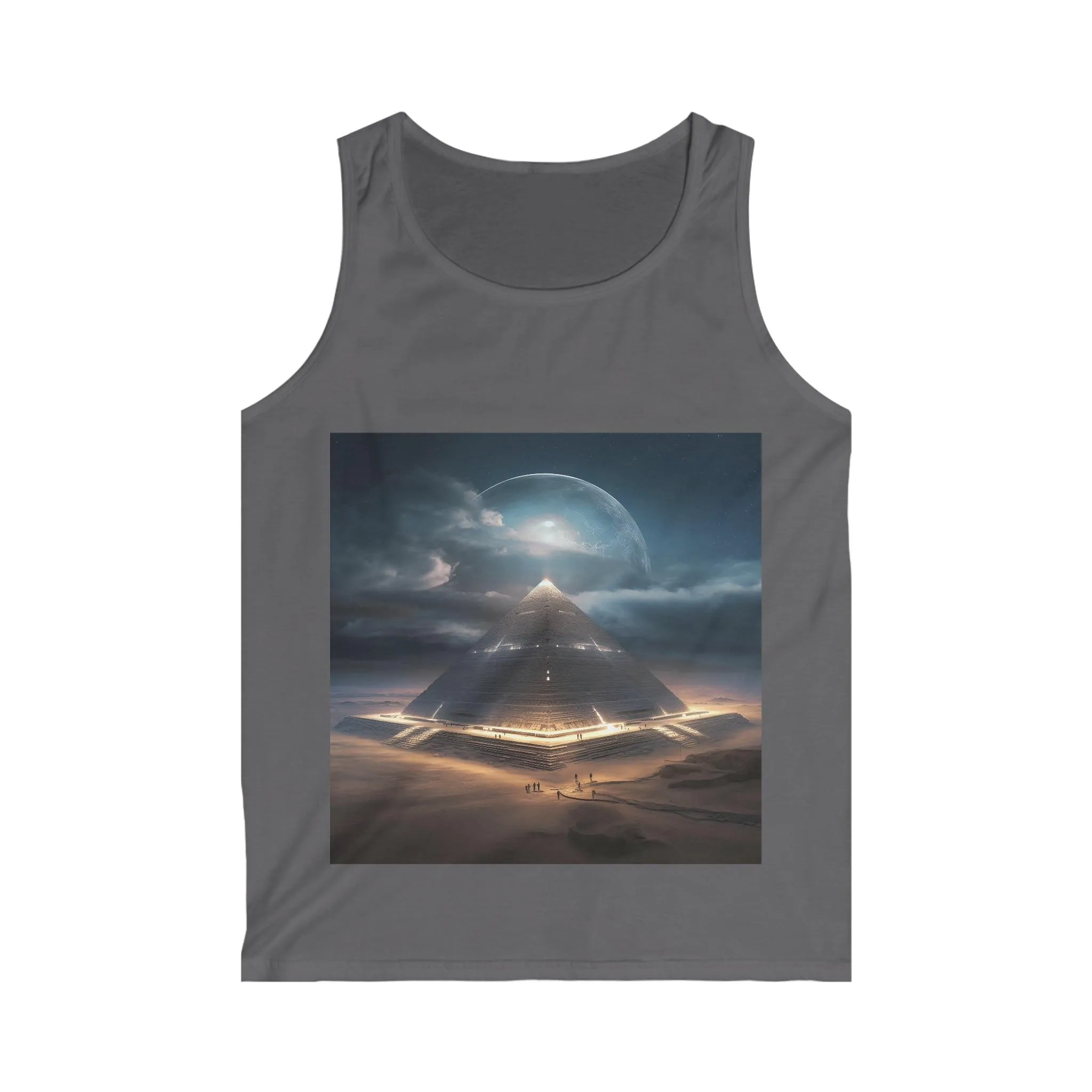 Cameron's Journey to the Eclipse at The Egyptian Pyramids - Visionary Psychedelic Ai Art Men's and Women's Unisex Softstyle Tank Top for Festival and Street Wear