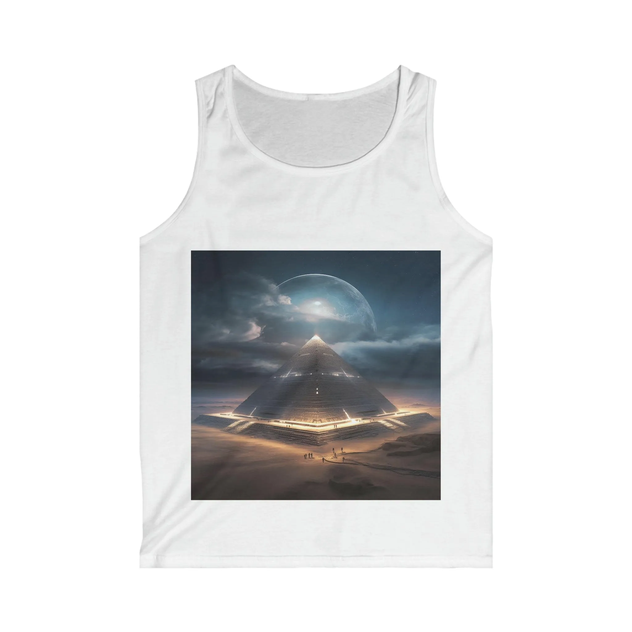 Cameron's Journey to the Eclipse at The Egyptian Pyramids - Visionary Psychedelic Ai Art Men's and Women's Unisex Softstyle Tank Top for Festival and Street Wear