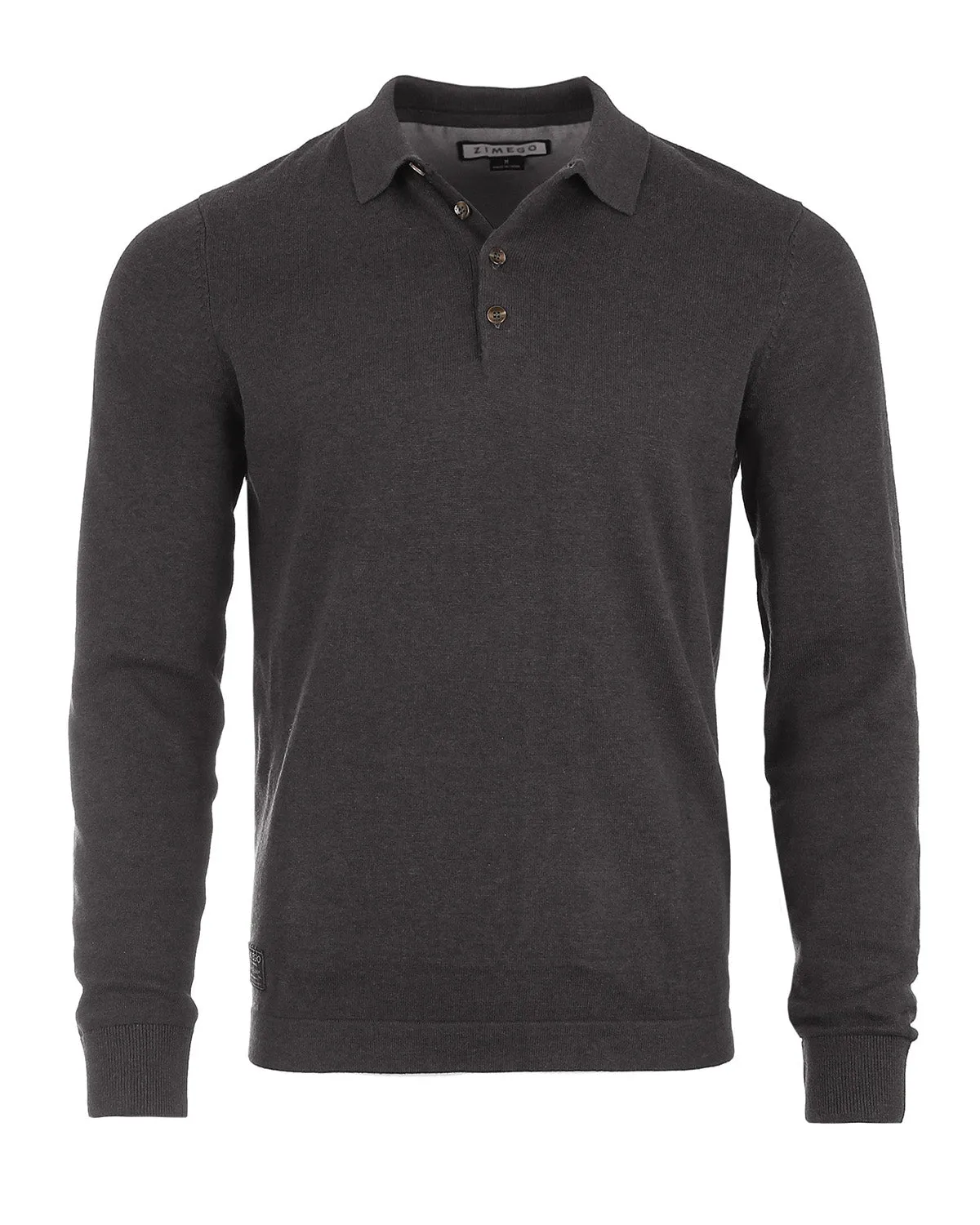 Casual Polo Long Sleeve Pullover Charcoal Grey