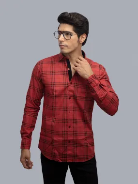 Check Shirt for Men - Checked Regular Fit Casual Shirt Red