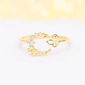 Crescent Butterfly Ring