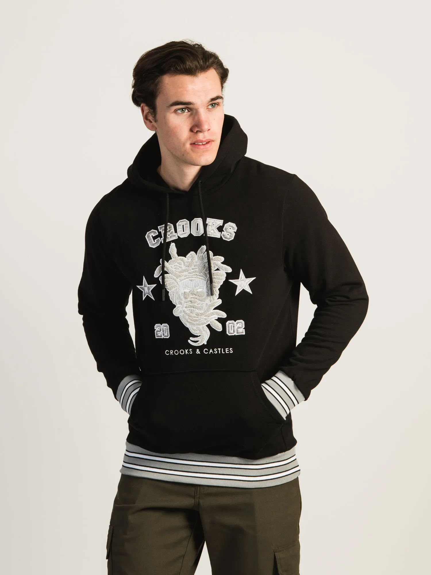 CROOKS & CASTLES EMBROIDERED CHENILLE TEAM HOODIE