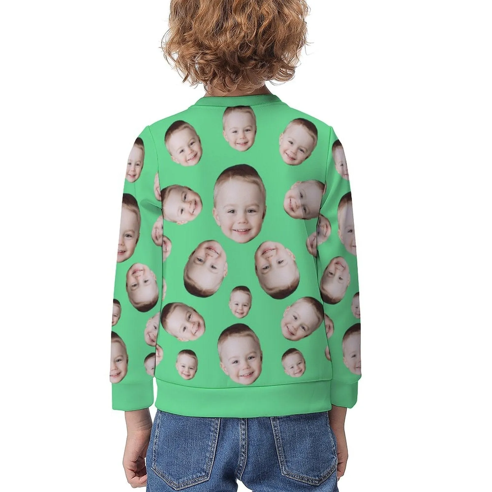 Custom Face Multicolor Print Kids' All Over Print Sweatshirt