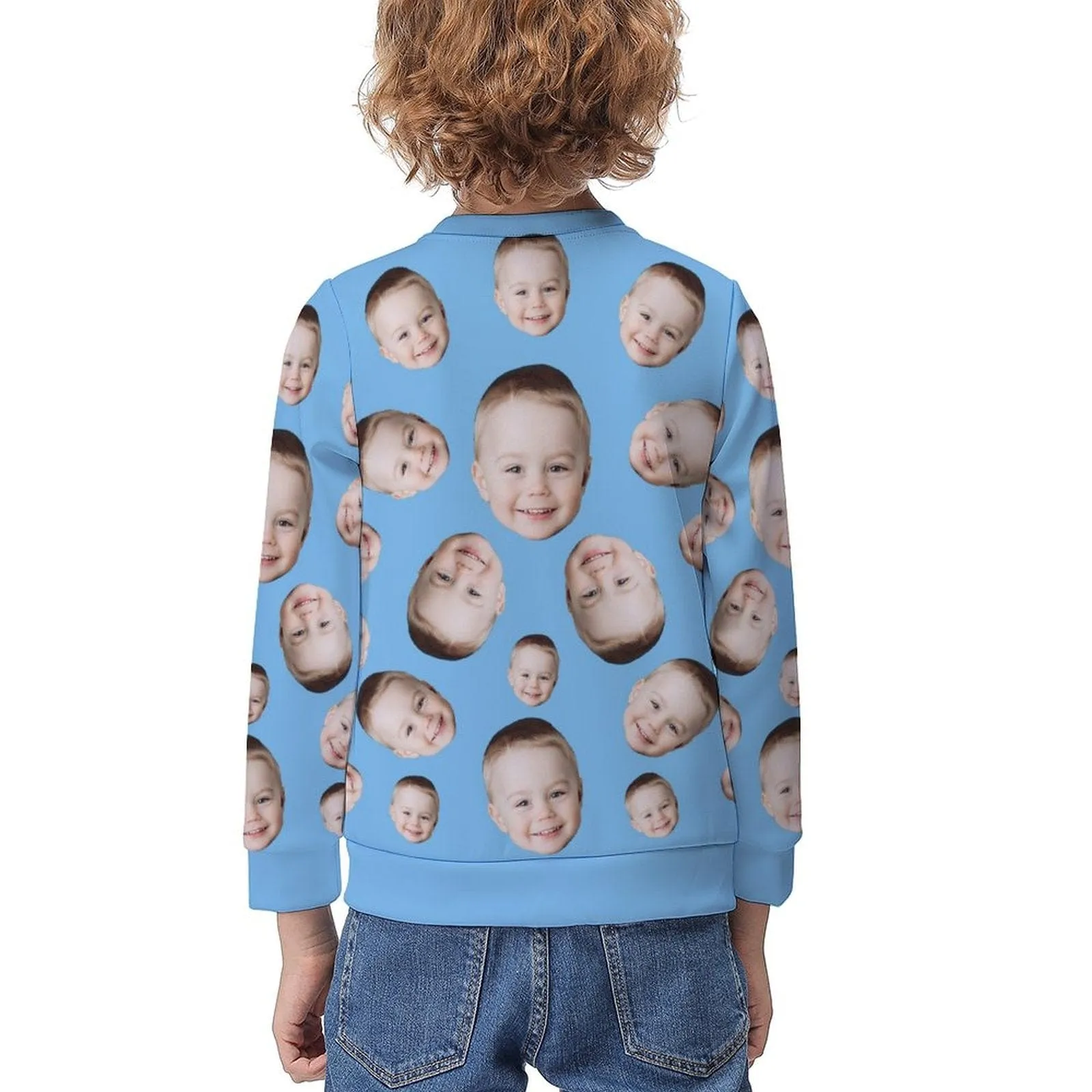 Custom Face Multicolor Print Kids' All Over Print Sweatshirt