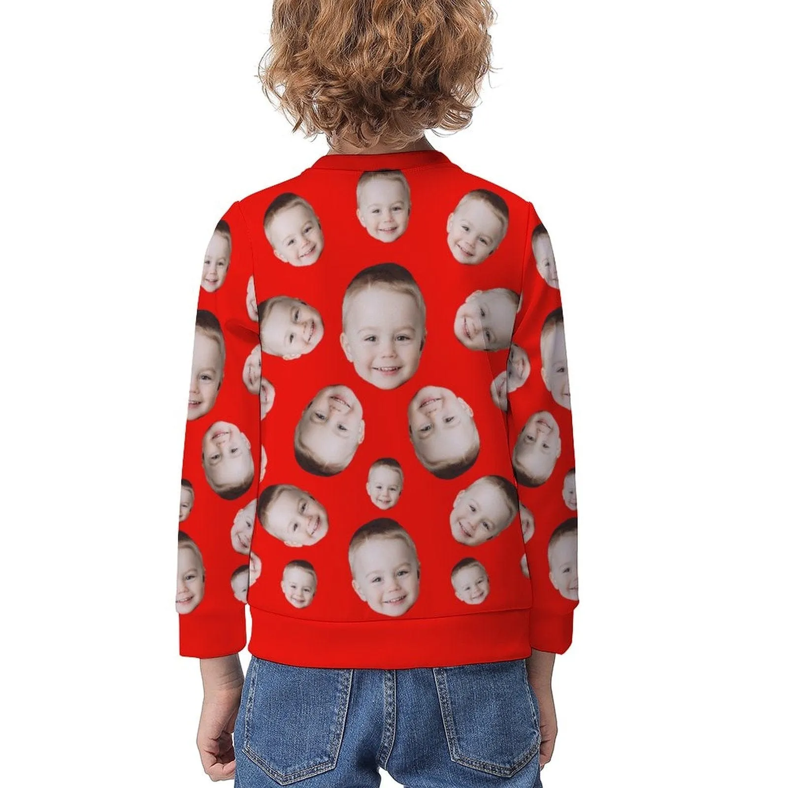 Custom Face Multicolor Print Kids' All Over Print Sweatshirt