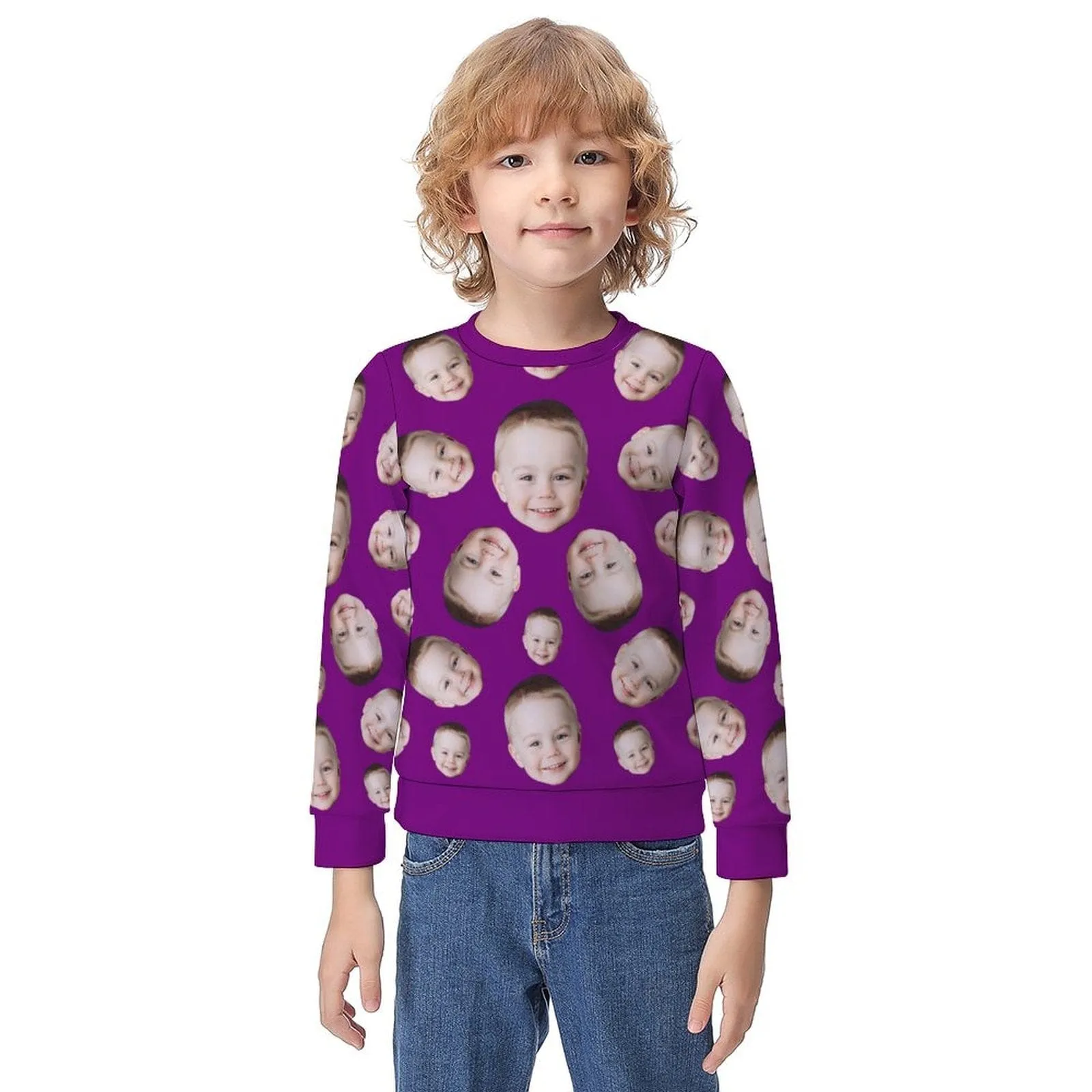 Custom Face Multicolor Print Kids' All Over Print Sweatshirt