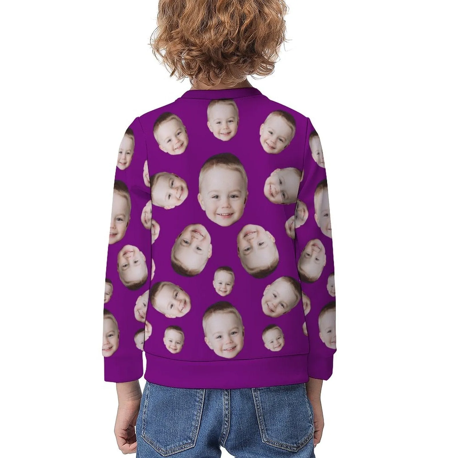 Custom Face Multicolor Print Kids' All Over Print Sweatshirt