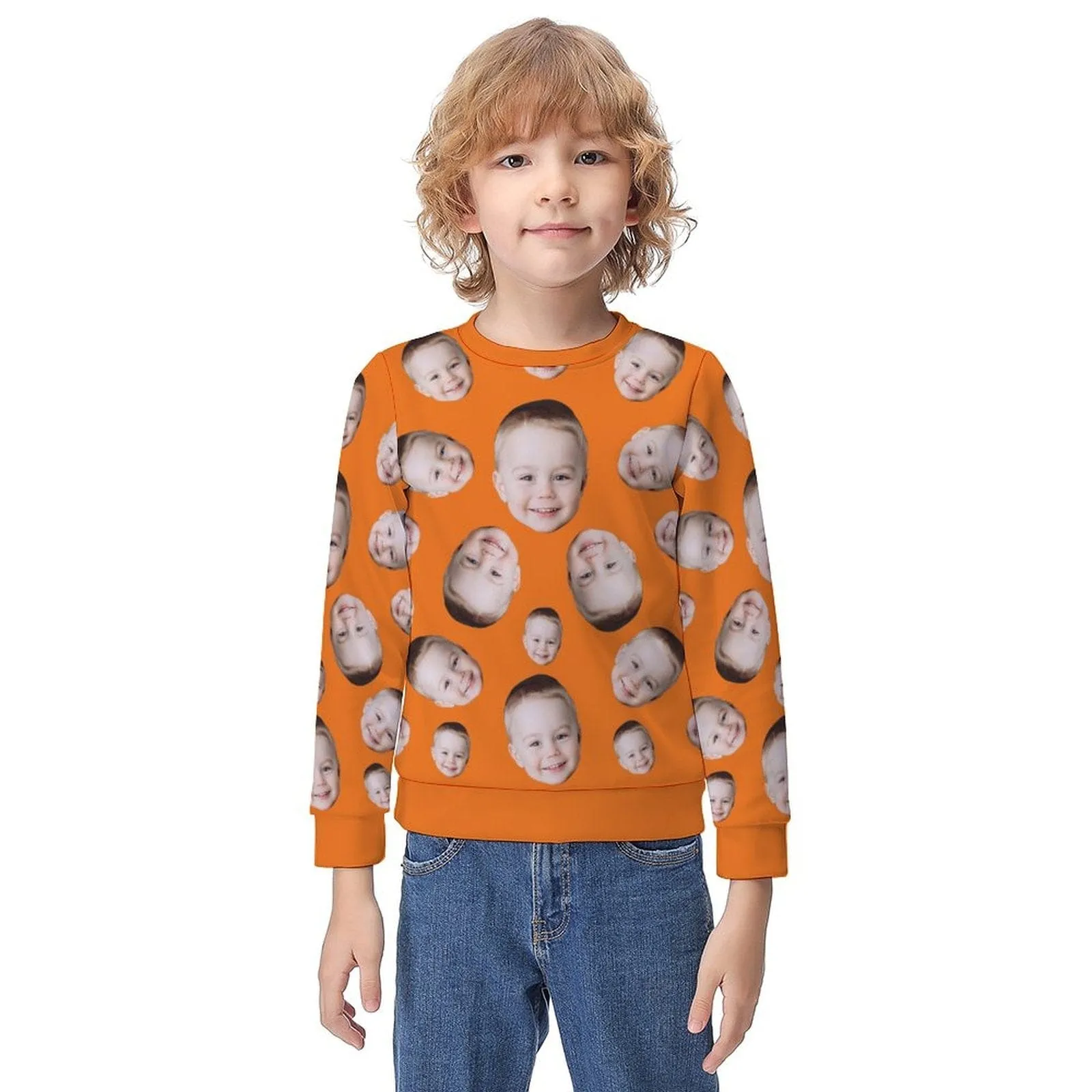 Custom Face Multicolor Print Kids' All Over Print Sweatshirt