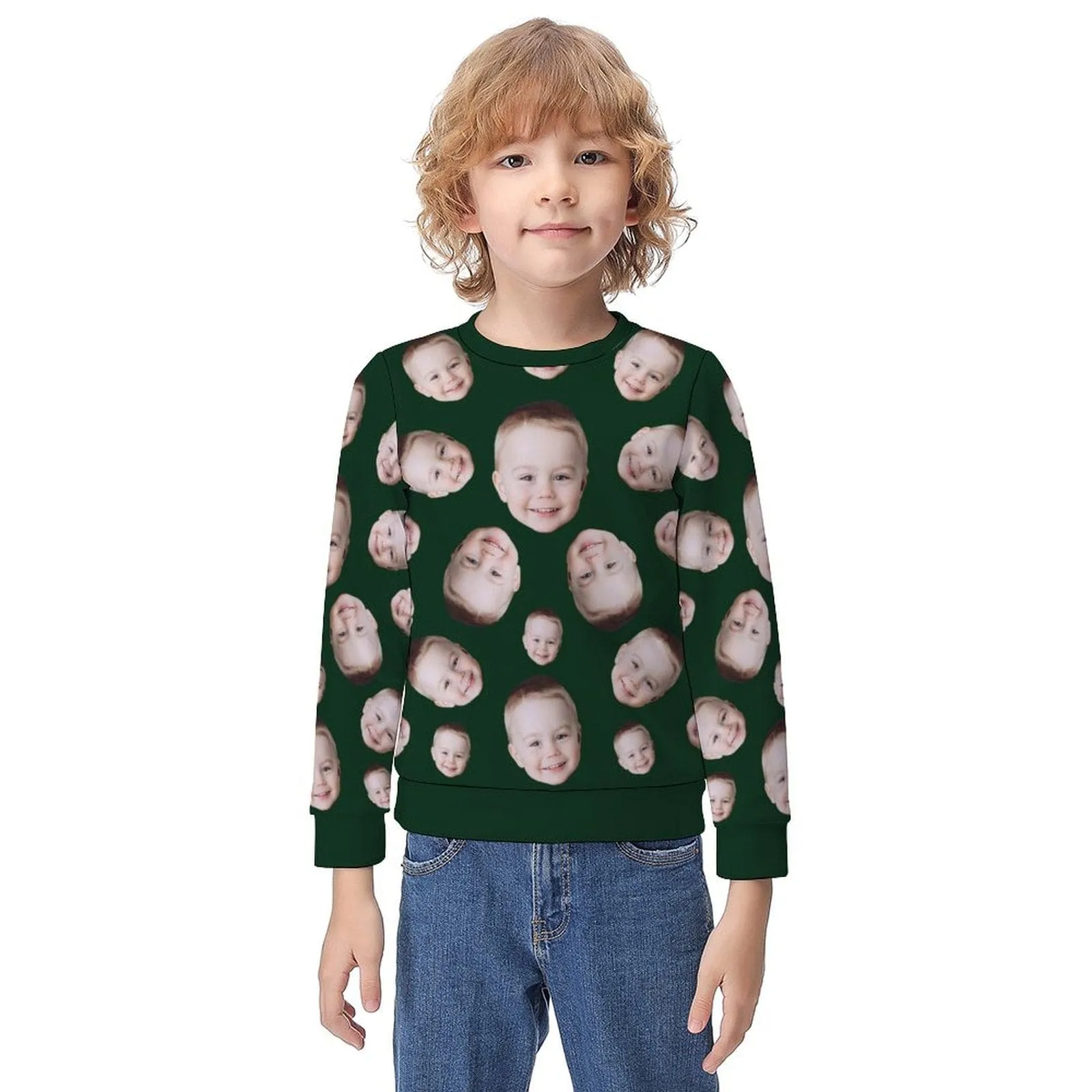 Custom Face Multicolor Print Kids' All Over Print Sweatshirt