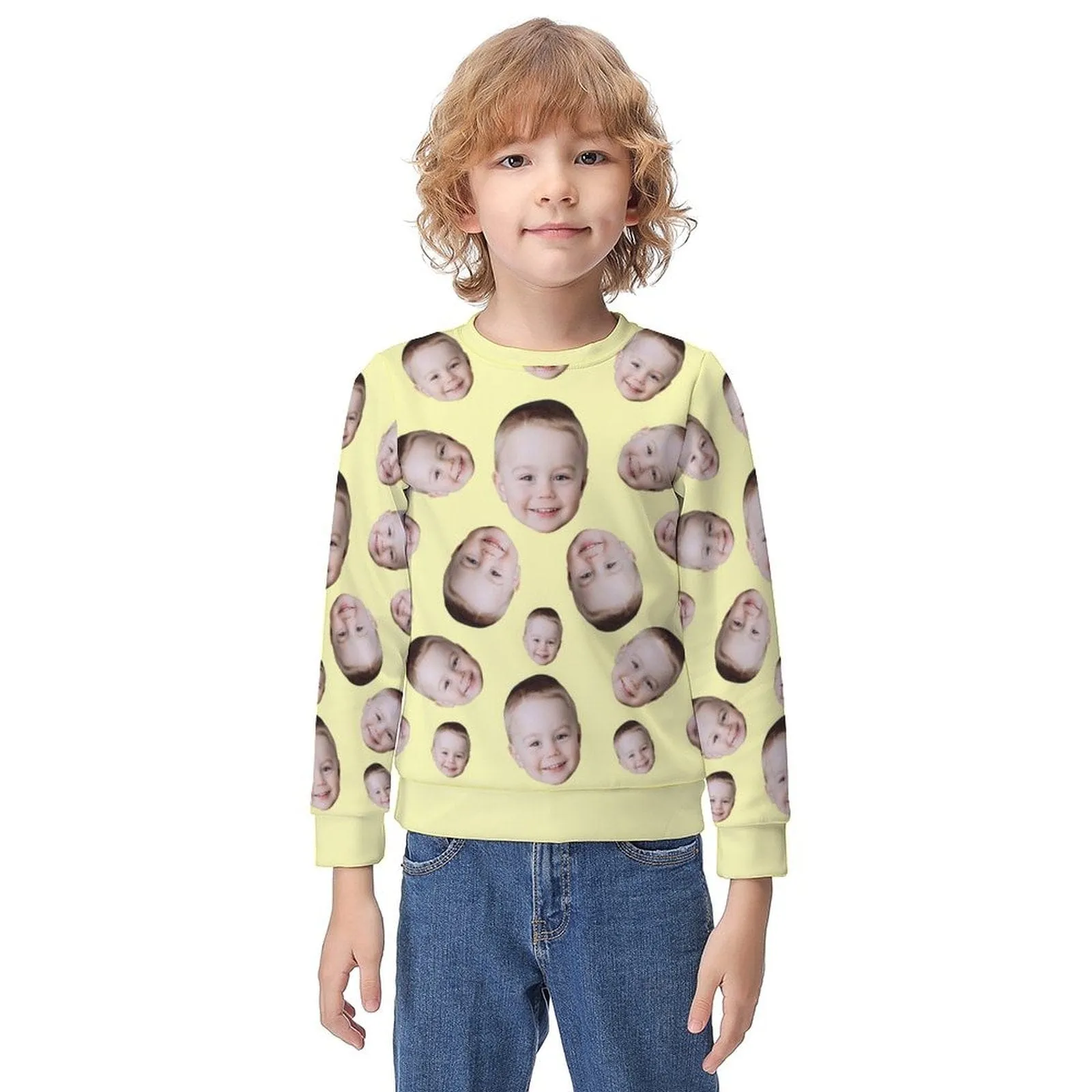 Custom Face Multicolor Print Kids' All Over Print Sweatshirt