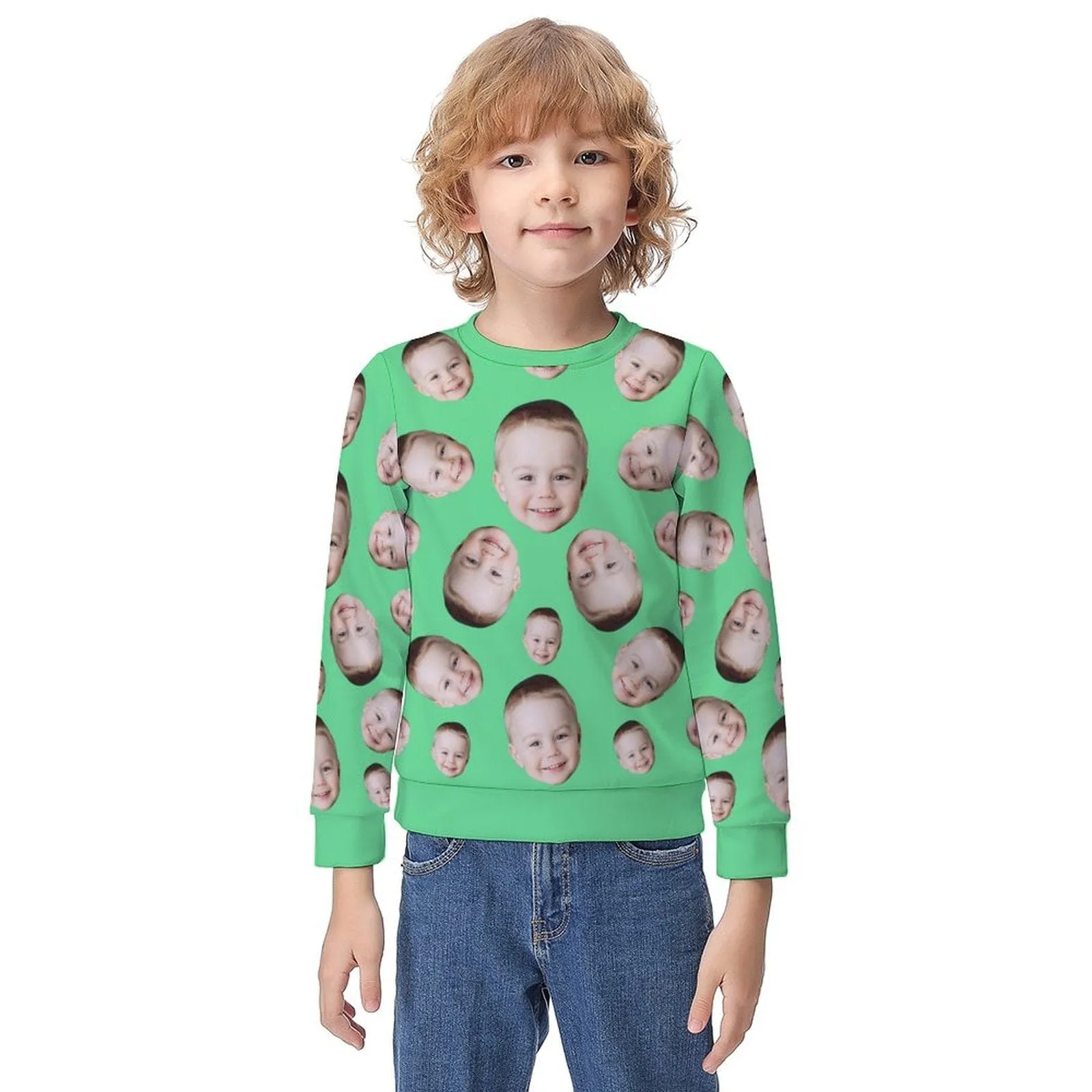 Custom Face Multicolor Print Kids' All Over Print Sweatshirt