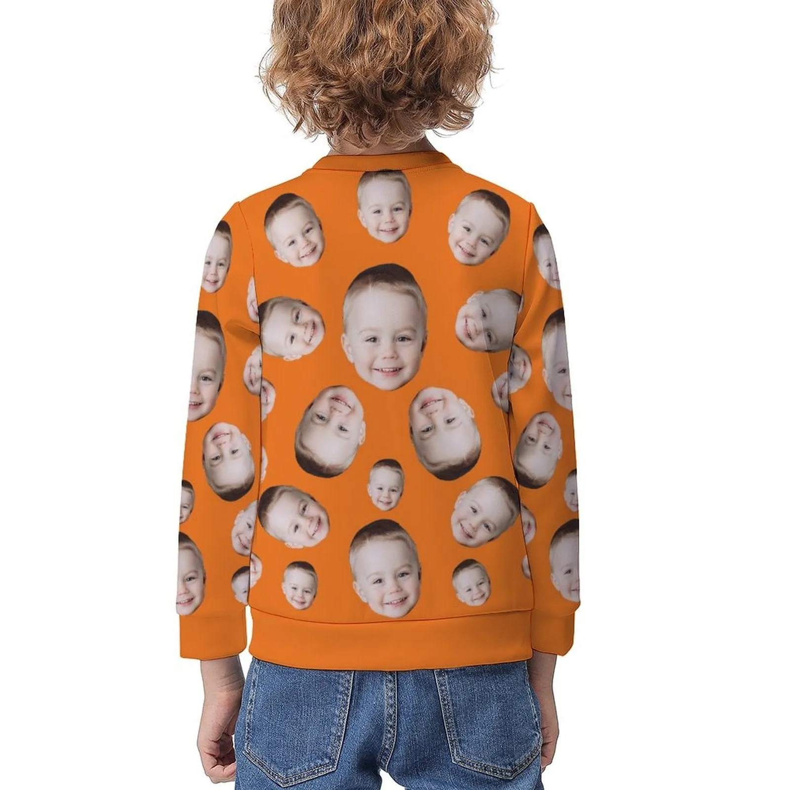 Custom Face Multicolor Print Kids' All Over Print Sweatshirt