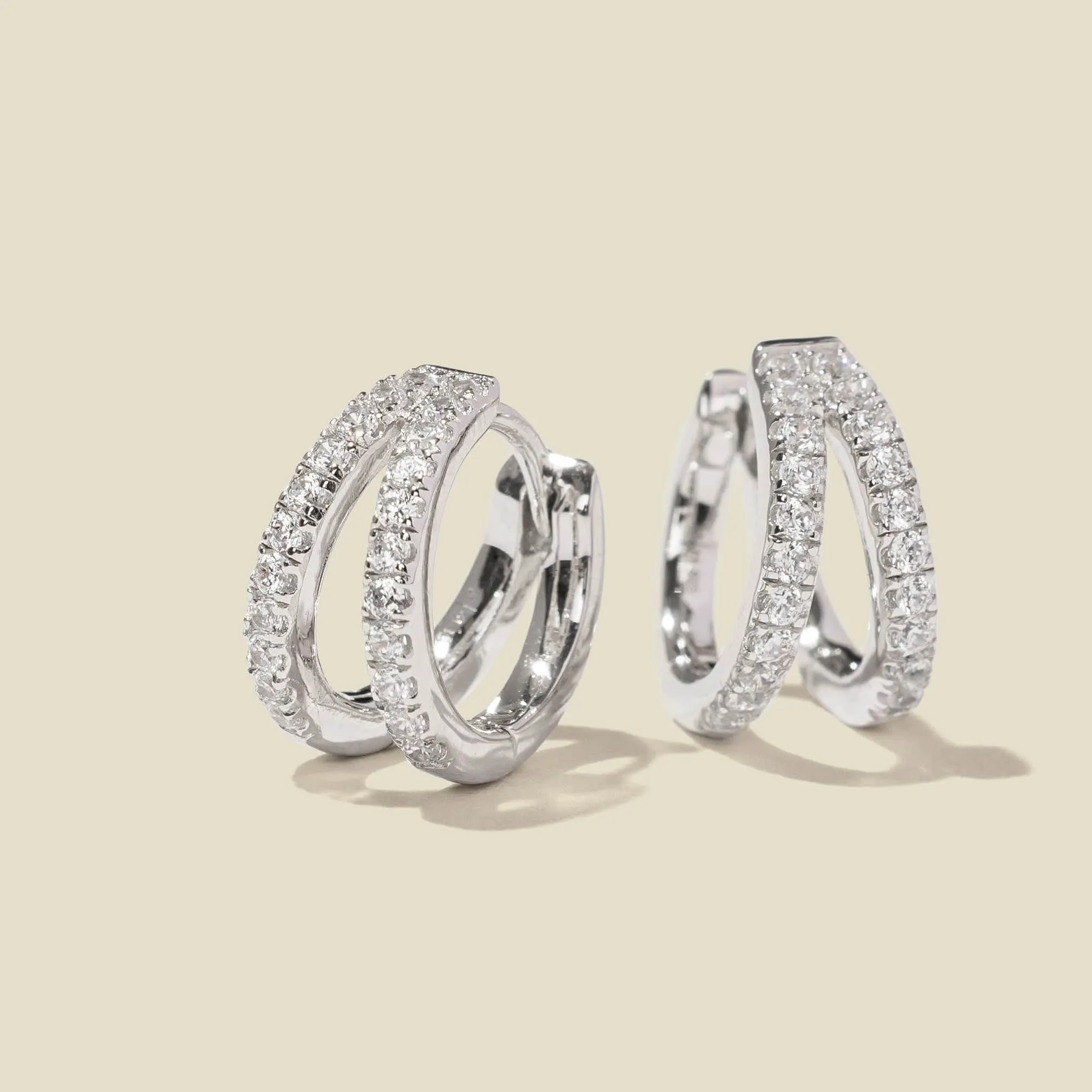 CZ Split Huggie Hoop Earrings