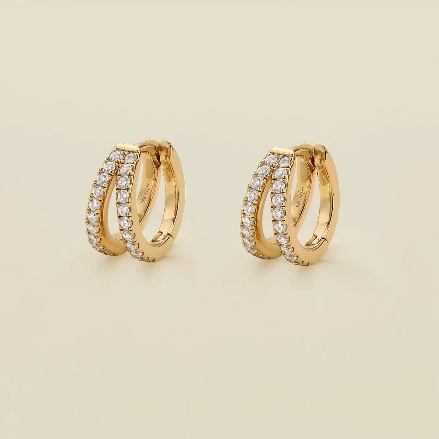 CZ Split Huggie Hoop Earrings