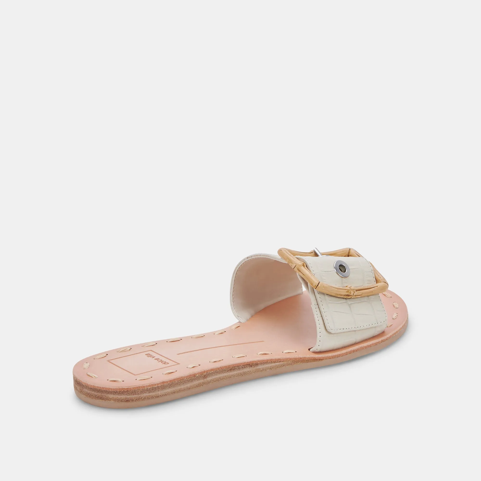 DASA SANDALS EGGSHELL EMBOSSED LEATHER