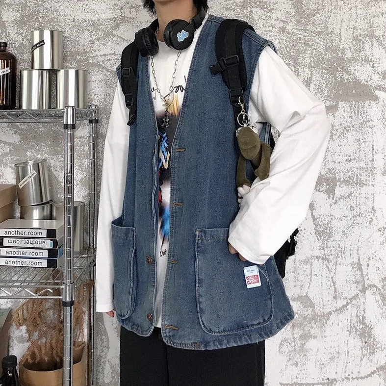 Denim Vest With Pockets