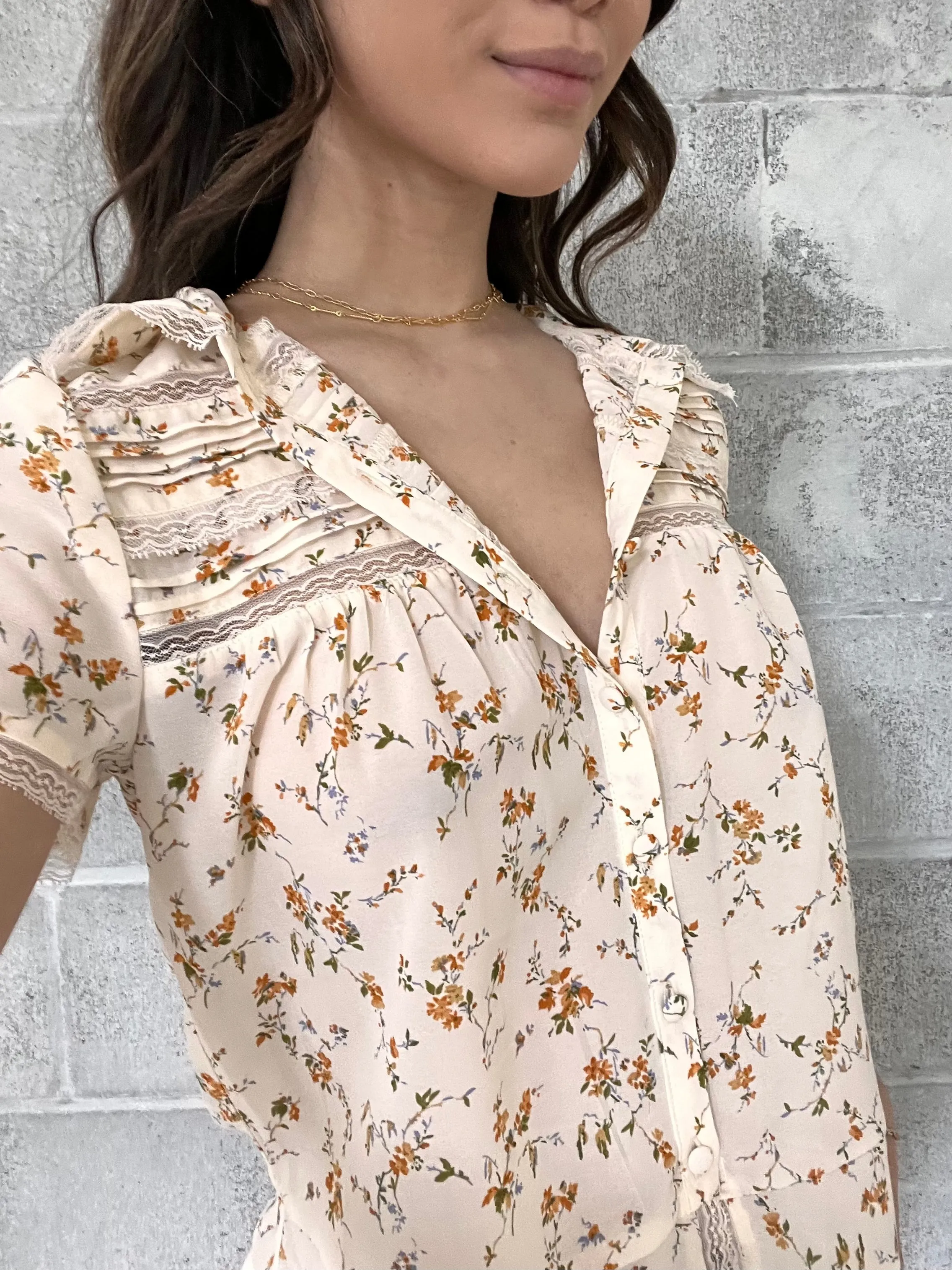 DEX Floral Button Front Blouse