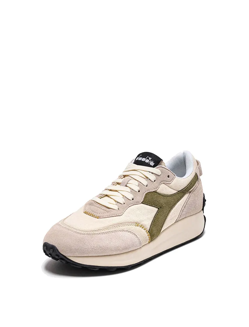 Diadora Womens Race Suede SW Trainer Pristine / Whitecap Gray