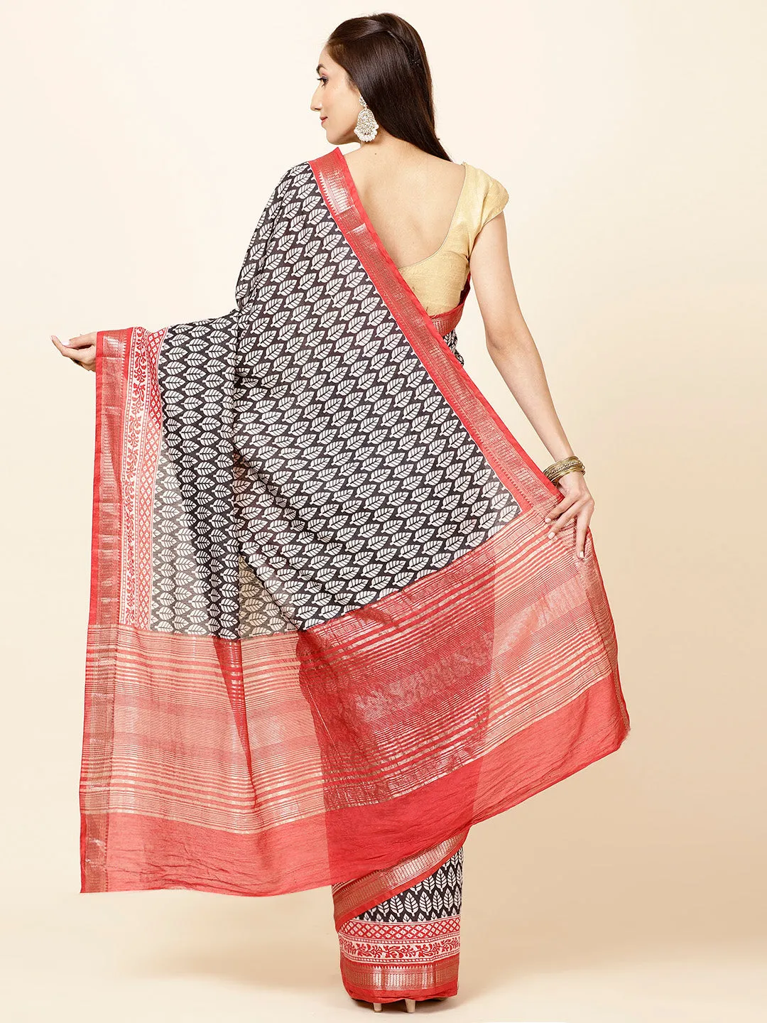 Digital Abstract Printed Cotton Saree