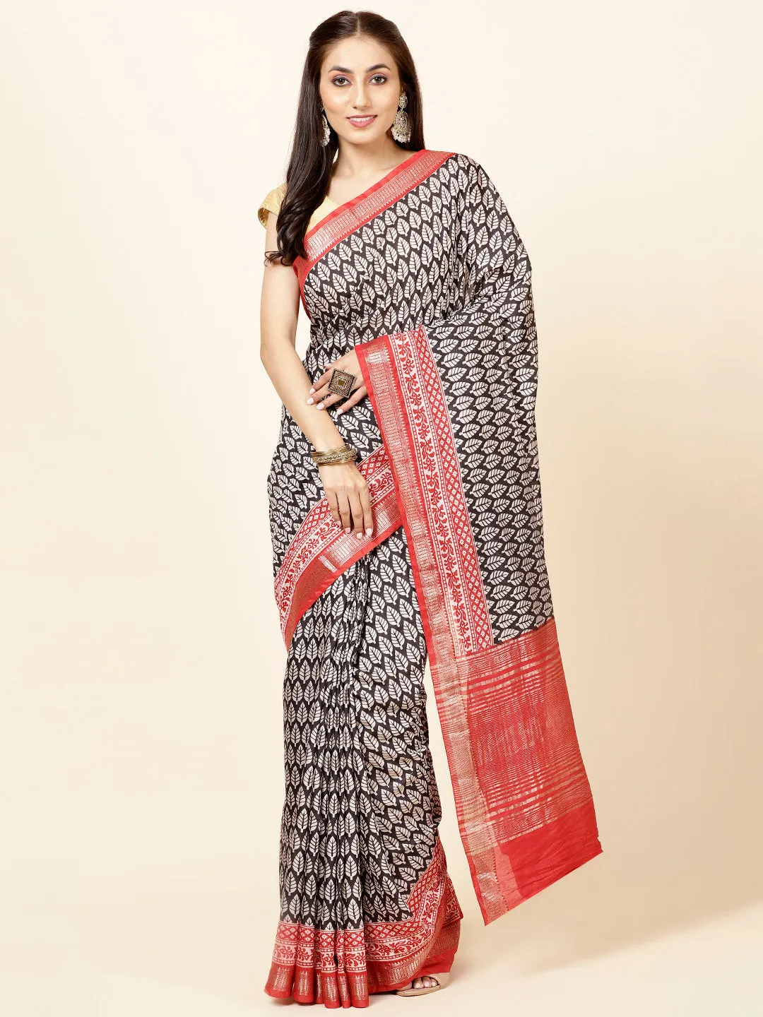 Digital Abstract Printed Cotton Saree