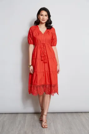 Embroidered Short Sleeve Dress