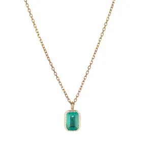 Emerald Cut Emerald Wisp Necklace