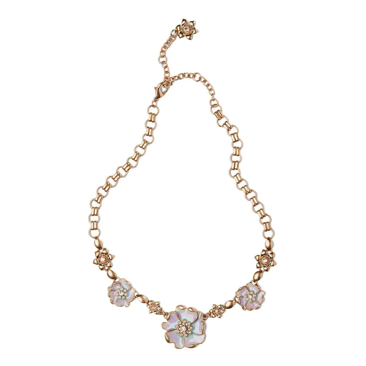 Enamel flower short necklace