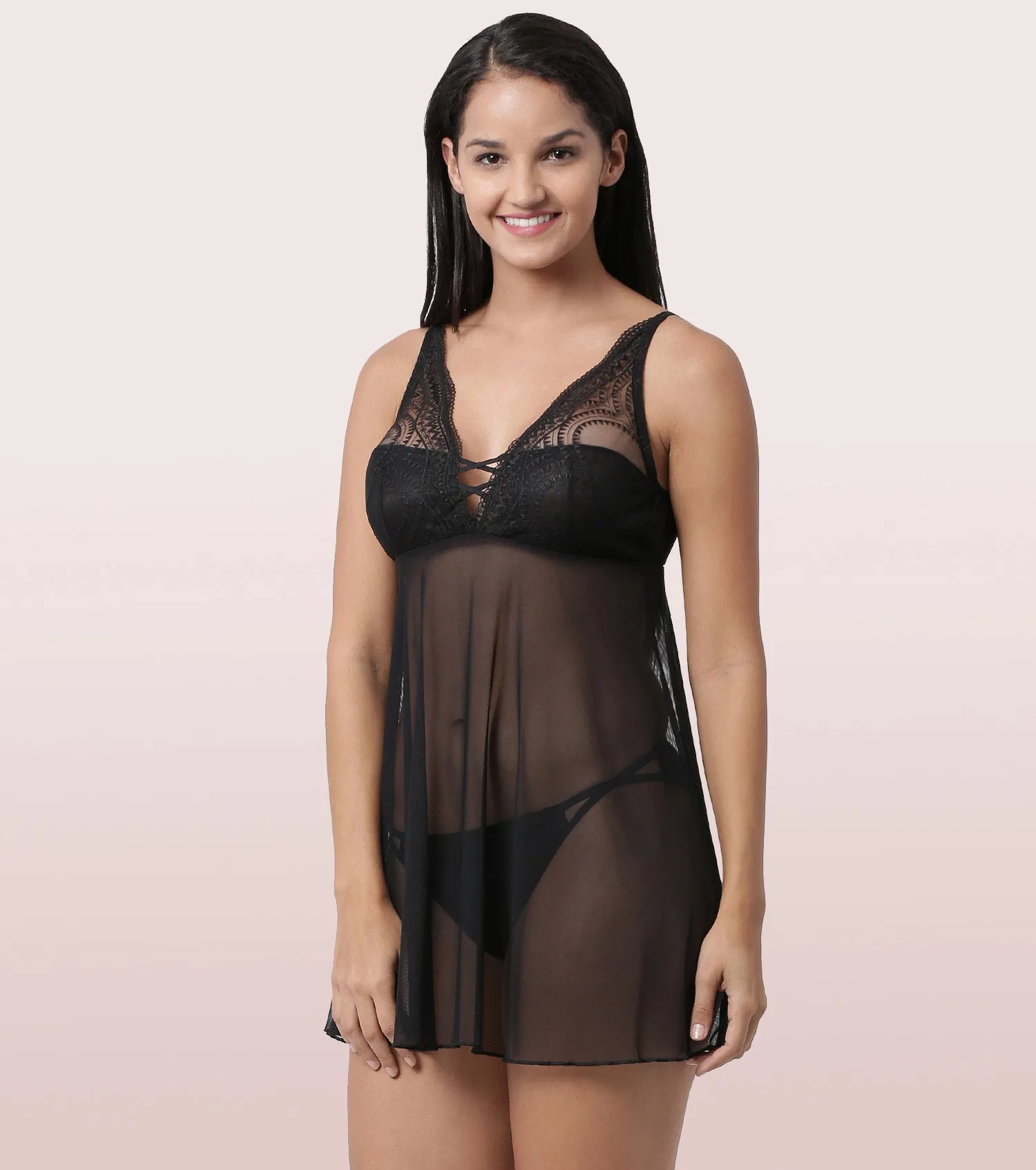 ENAMOR LACE CHEMISE BABYDOLL | NO40 | BLACK