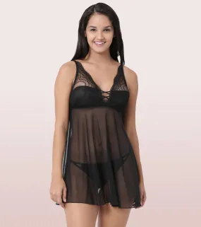 ENAMOR LACE CHEMISE BABYDOLL | NO40 | BLACK