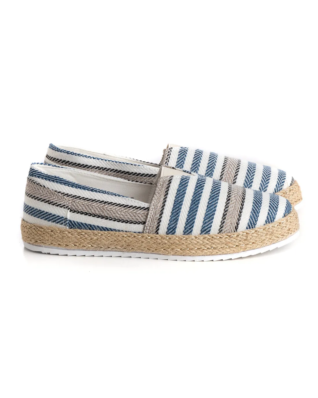 Espadrillas Scarpe Uomo Unisex Tela Estive Mare Rigate Blu Cotone Comode Leggere GIOSAL-S1199A