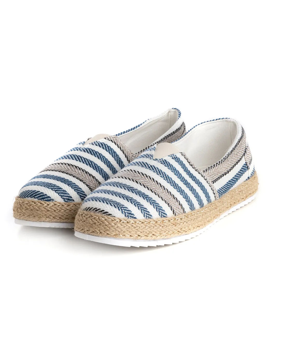 Espadrillas Scarpe Uomo Unisex Tela Estive Mare Rigate Blu Cotone Comode Leggere GIOSAL-S1199A