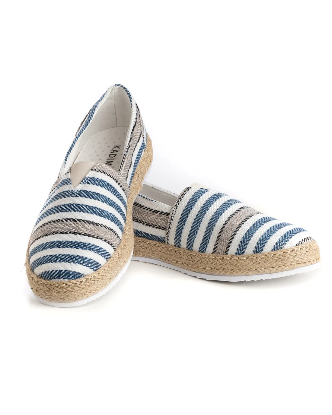 Espadrillas Scarpe Uomo Unisex Tela Estive Mare Rigate Blu Cotone Comode Leggere GIOSAL-S1199A