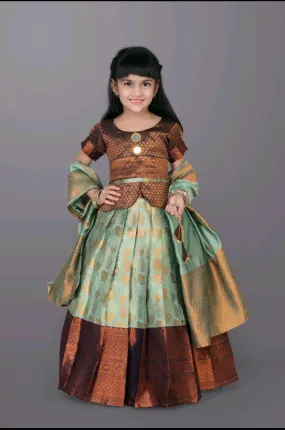 Ethnic Kids Light Blue Girl Lehenga Choli Dupatta