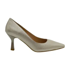 FABUCCI Cream Gold  Shimmer Heeled Court Shoe