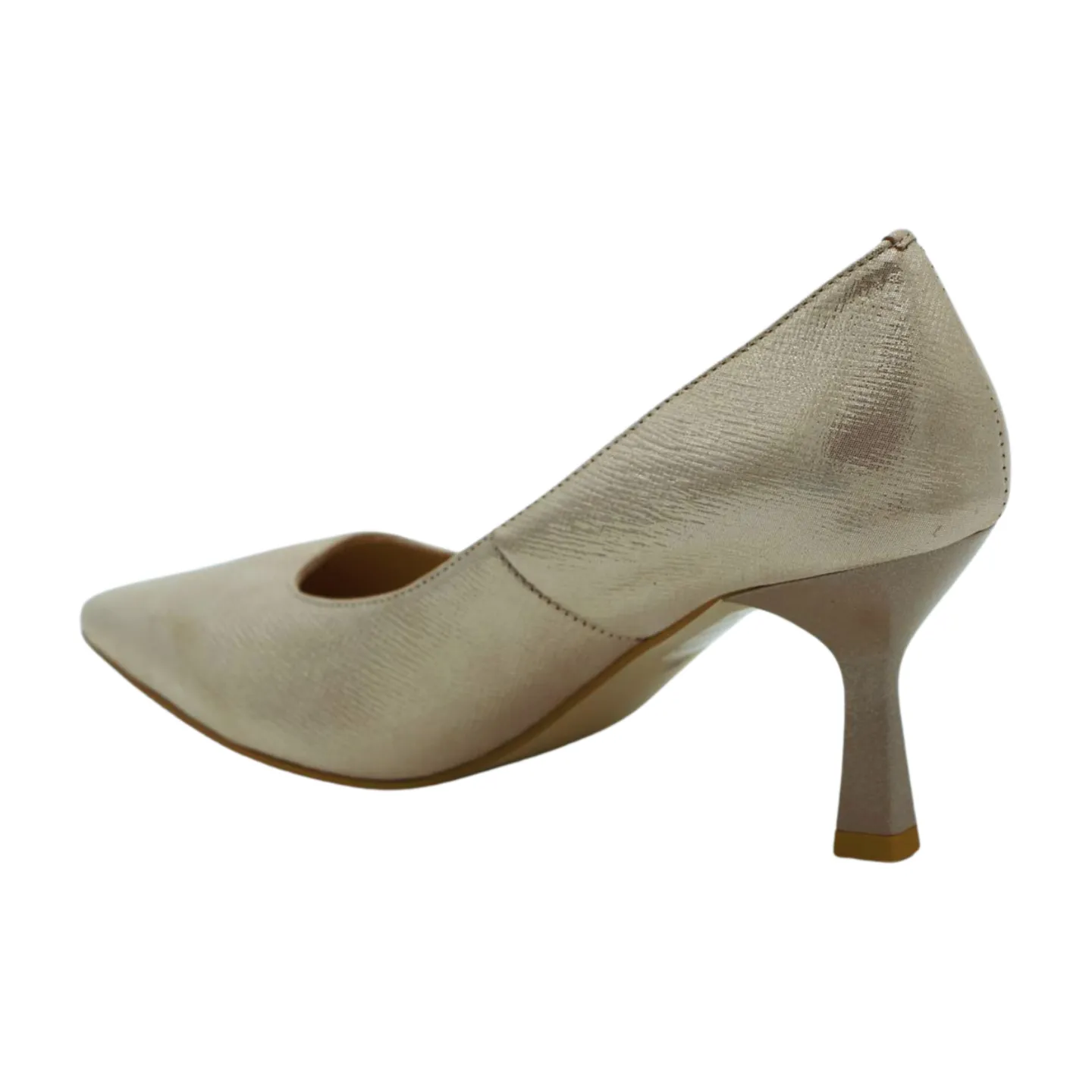 FABUCCI Cream Gold  Shimmer Heeled Court Shoe