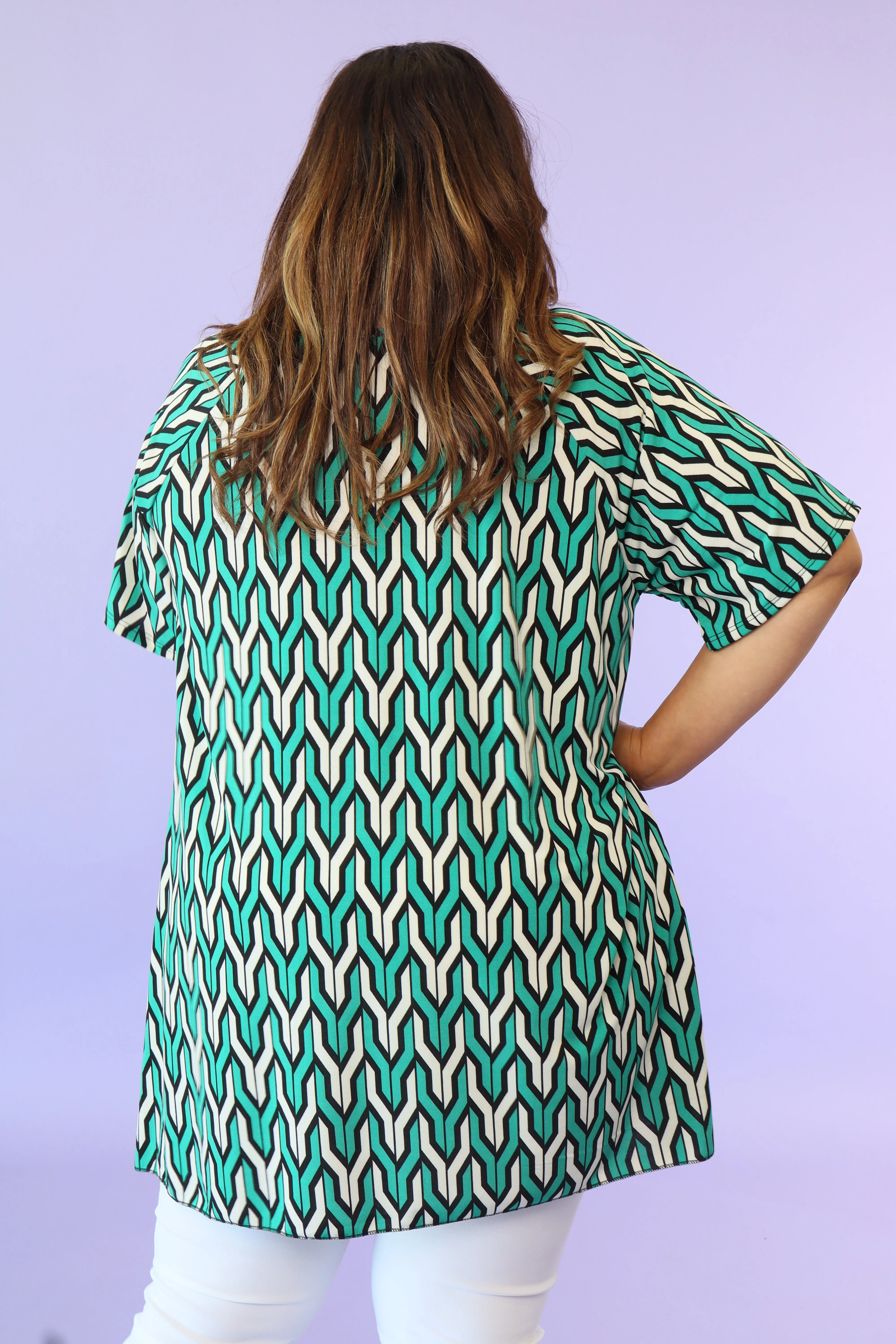 Fallon Tunic in Green Geo Print