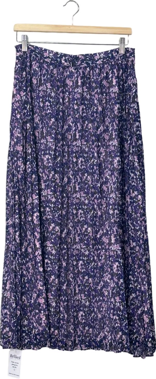 Fig & Basil Purple Floral Midi Skirt UK 12